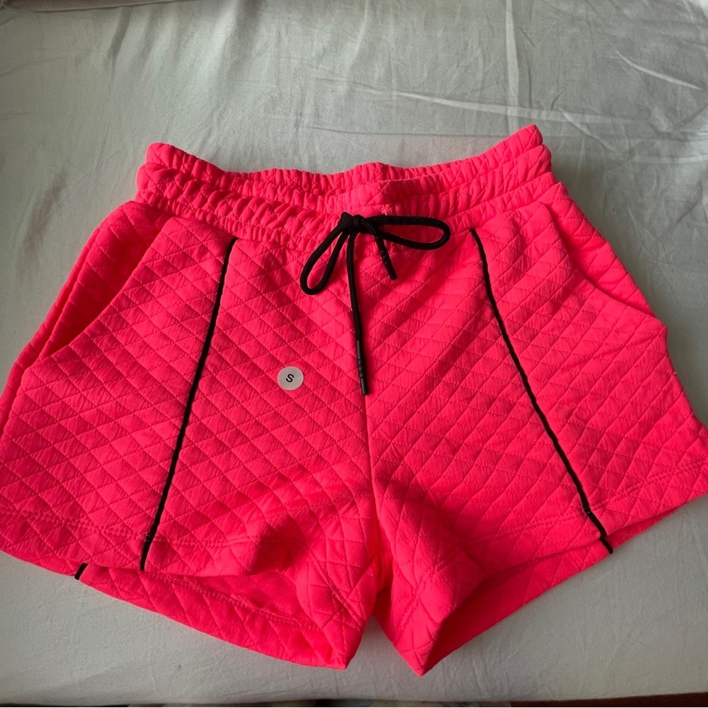 Neon Pink Quilted Shorts